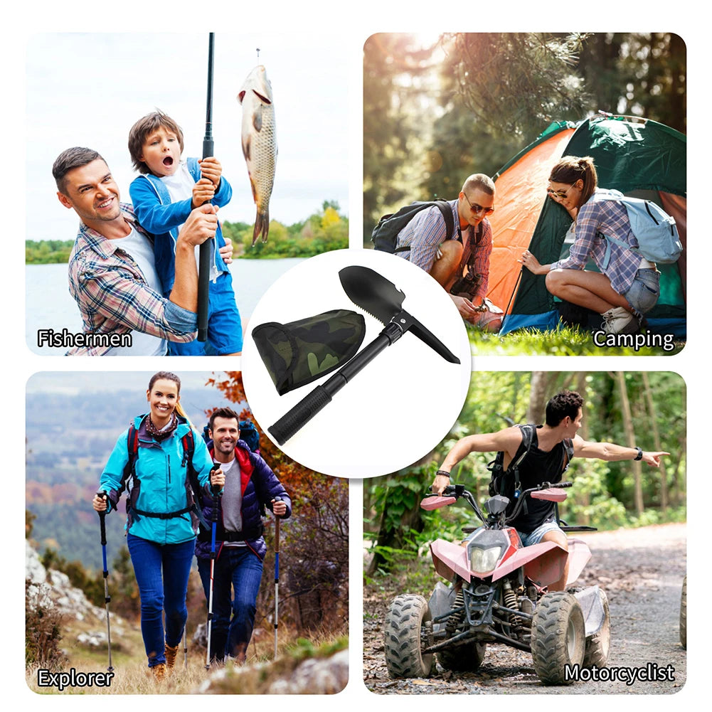 Foldable Portable Camping Shovel with Compass