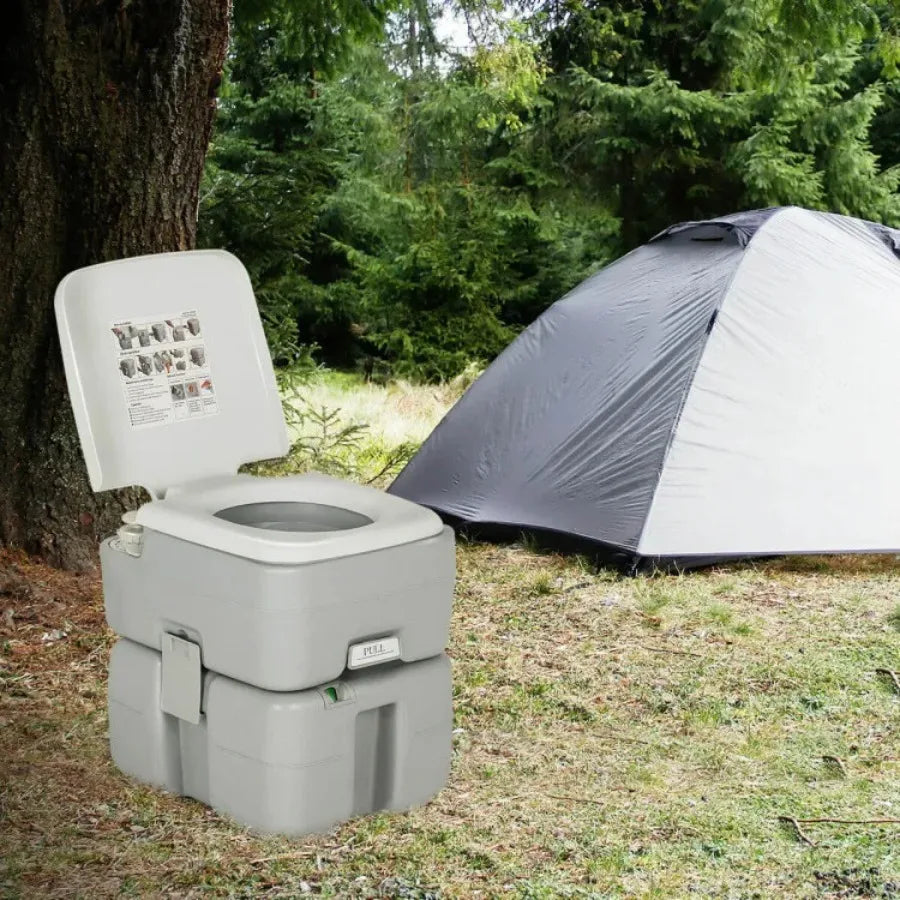 Portable Travel Toilet with Piston Pump Flush - Camper Glamping