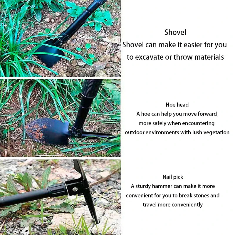 Foldable Portable Camping Shovel with Compass