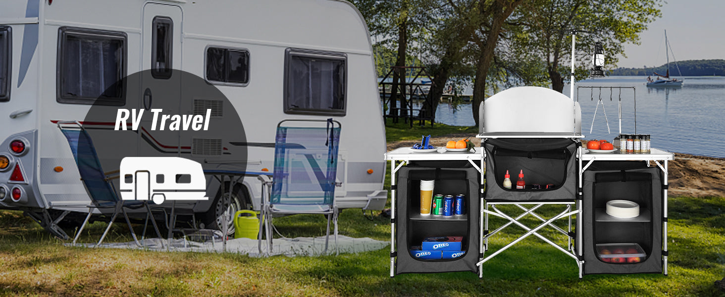 Camping Outdoor Kitchen Table Cabinet