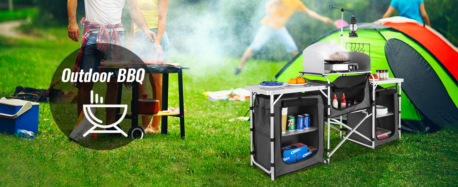 Camping Outdoor Kitchen Table Cabinet